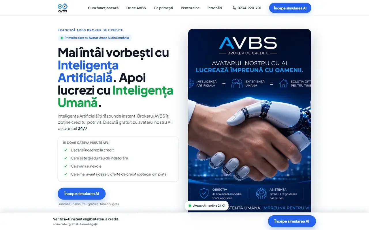 Captură din site-ul AVBS Broker de Credite