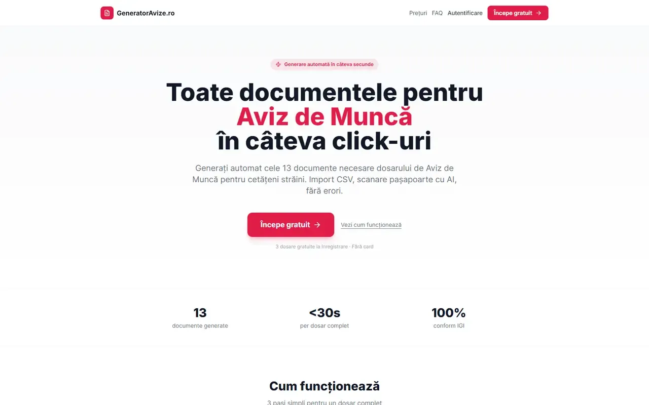 Captură din site-ul Generator Avize