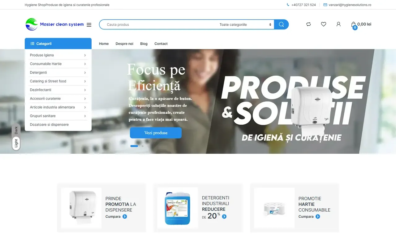 Captură din site-ul Hygiene Solutions