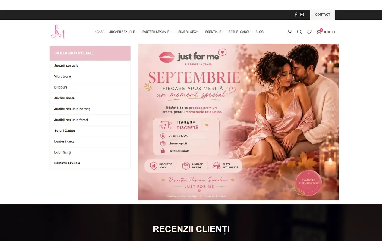 Captură din site-ul Just For Me
