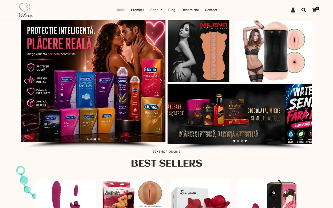 Captură din site-ul Velora Intim