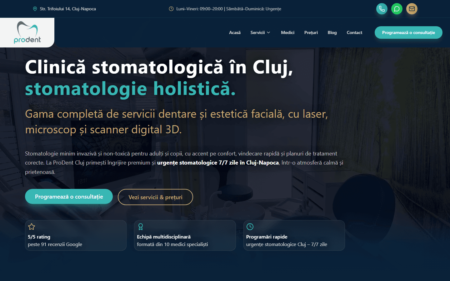Captură din site-ul Prodent Clinic